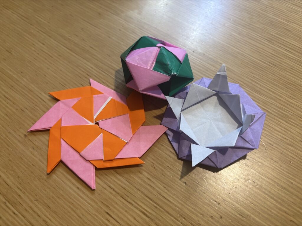 折り紙の作品3つ